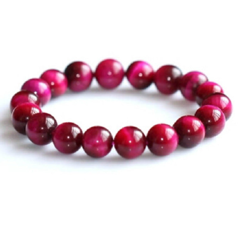 Natural Tiger Eye Amethyst Rose Quartz Obsidian Bracelet Geometric Round Beaded Handmade Unisex Fashion Jewelry