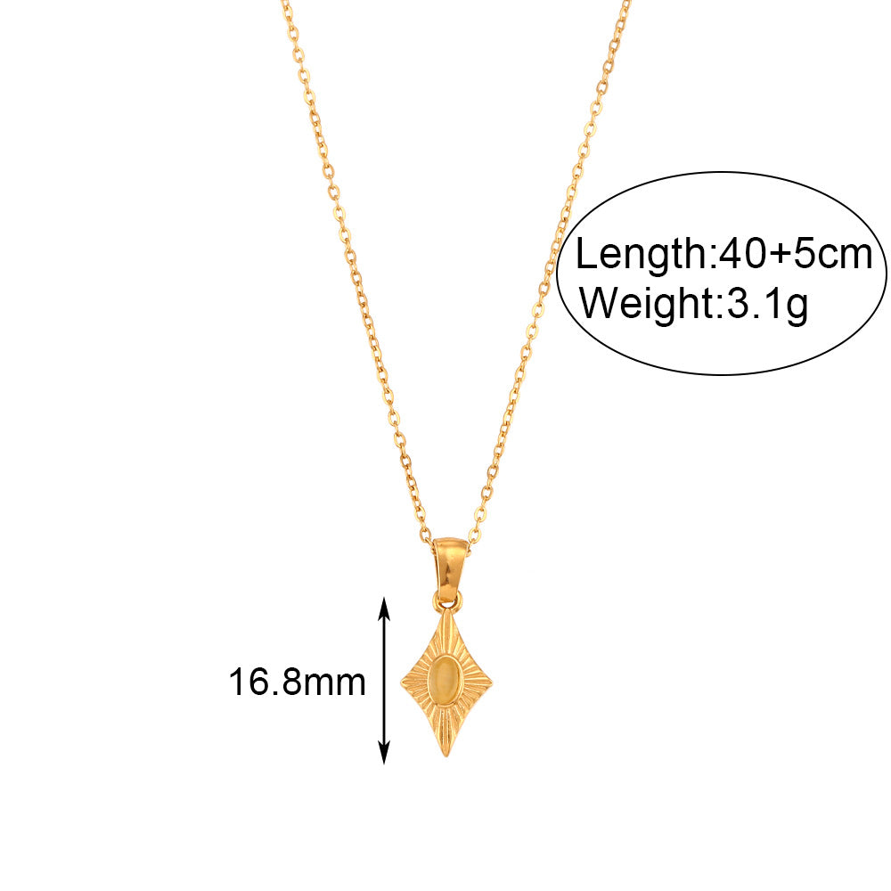Minimalist Fashion Stainless Steel Heart-Shaped Pendant Necklace with Titanium Steel Drop and Rhodium Plating for Women