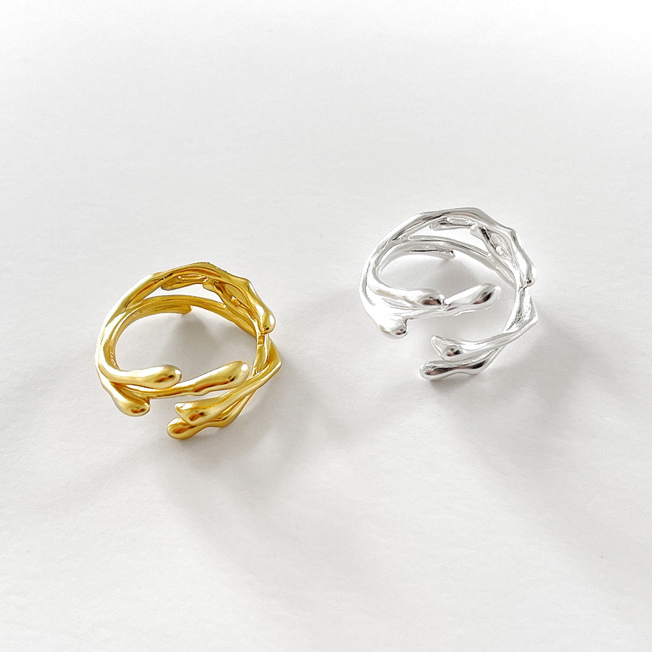 Anello placcato in argento sterling 925 con decorazioni floreali