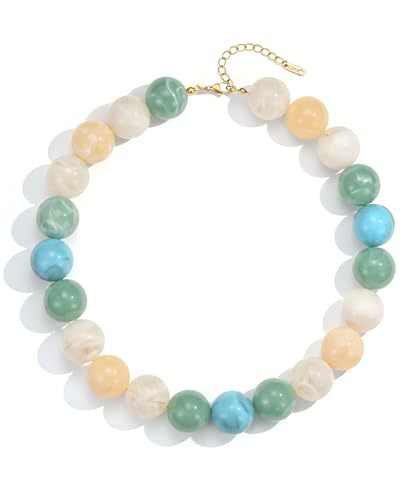 Casual Round Acrylic Bead Necklace Polished Ball Chain Women's Fashion Choker