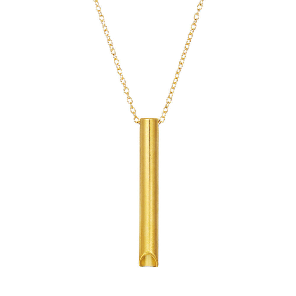 Sweet Geometric Stainless Steel Whistle Pendant Necklace with Titanium Steel Charm on Cable Chain for Unisex