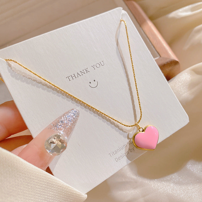 Minimalist Luxury Plated Titanium Steel Heart Pendant Necklace for Unisex
