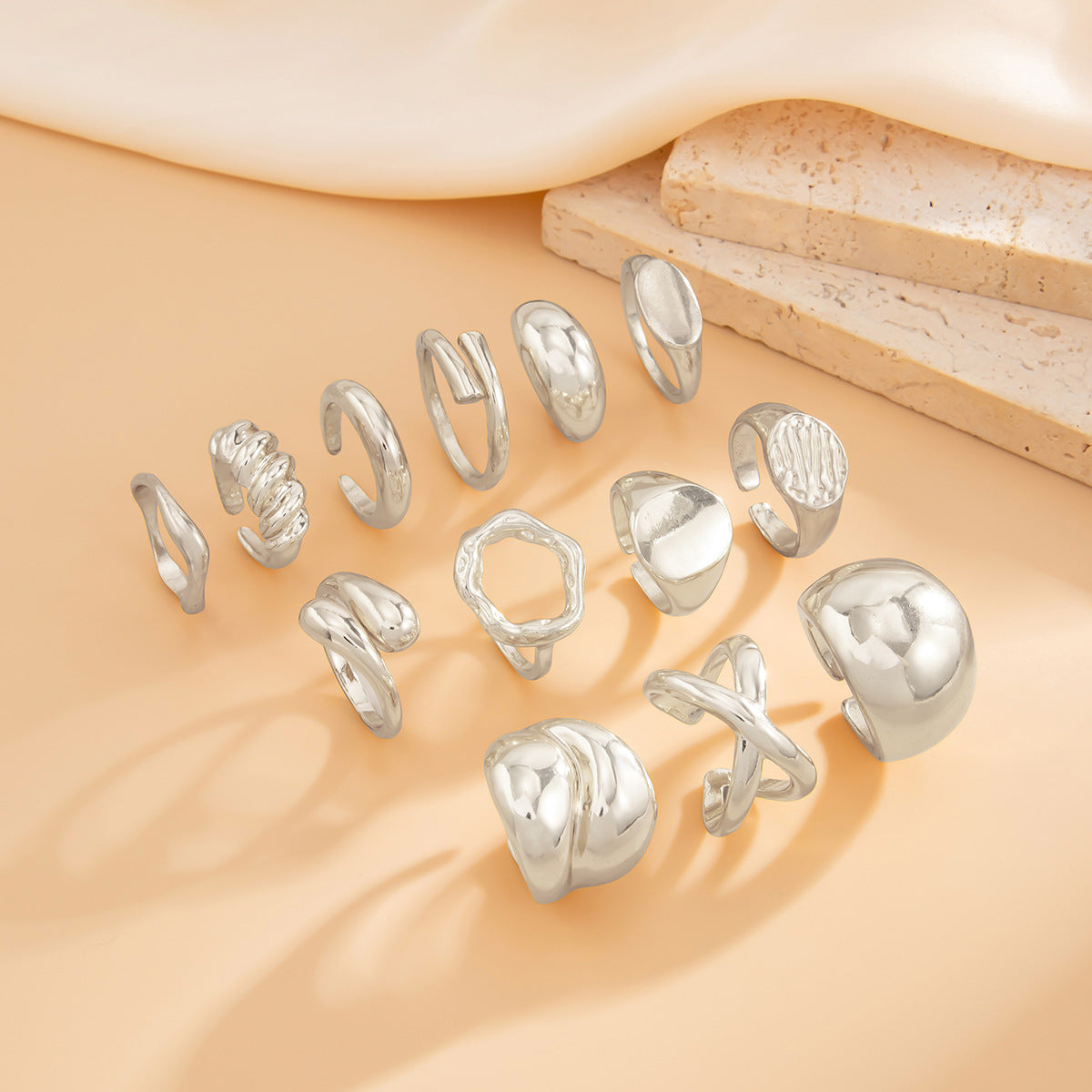 Minimalist Geometric Teardrop Alloy Plated Open Ring for Women