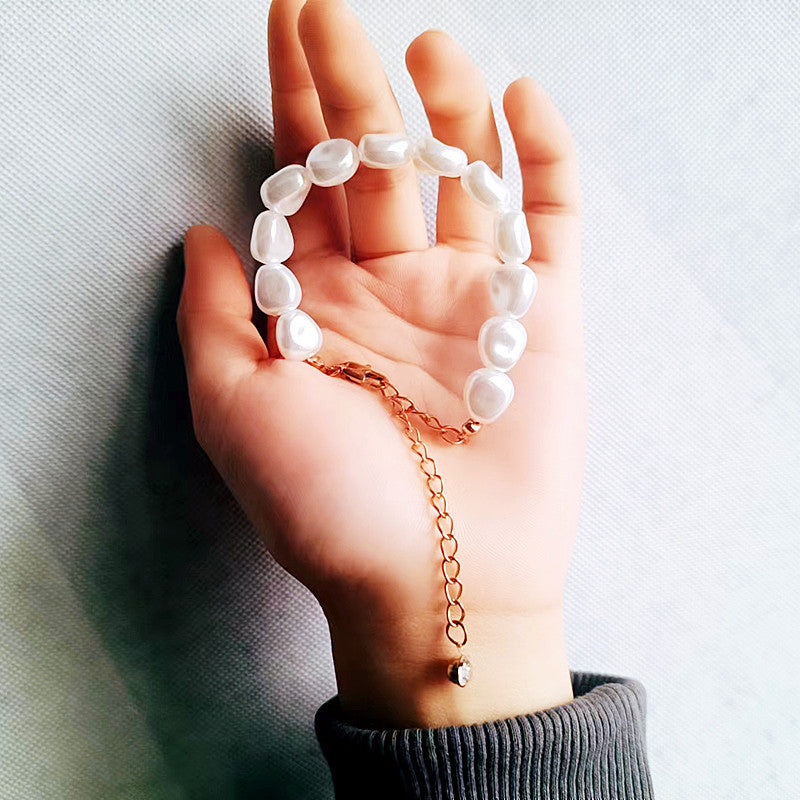 Minimalist Sweet Heart Shape Pearl Bracelet for Women