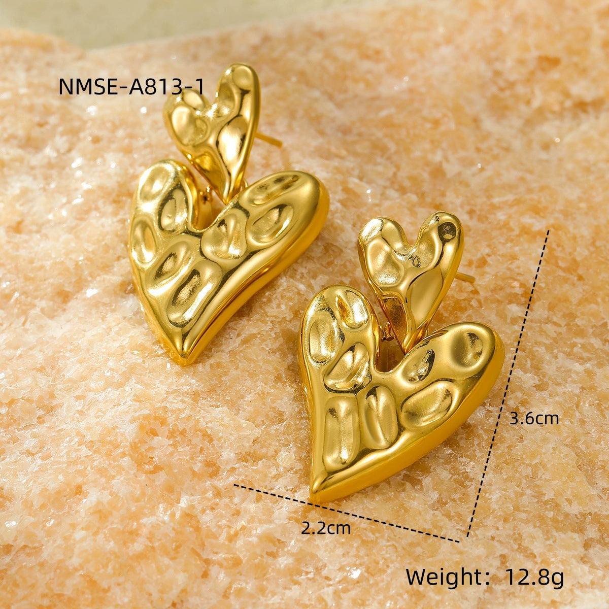 Aretes de aro de acero inoxidable en forma de corazón estilo vintage con flecos con volantes y acabado chapado para mujer