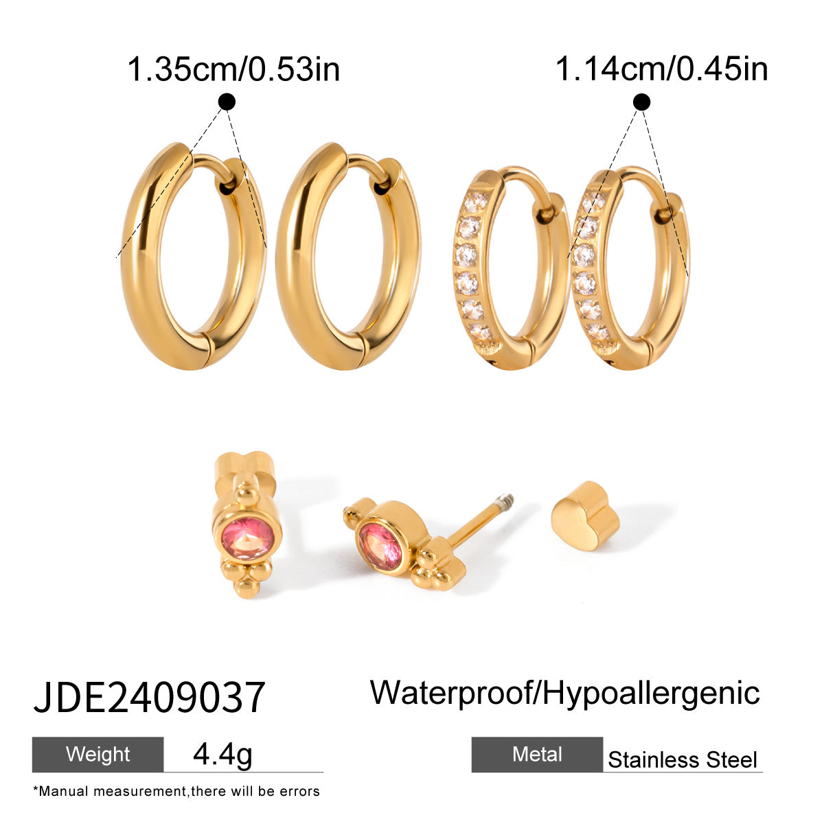 Orecchini a perno geometrici in acciaio inossidabile con dettagli in zircone e perle da donna