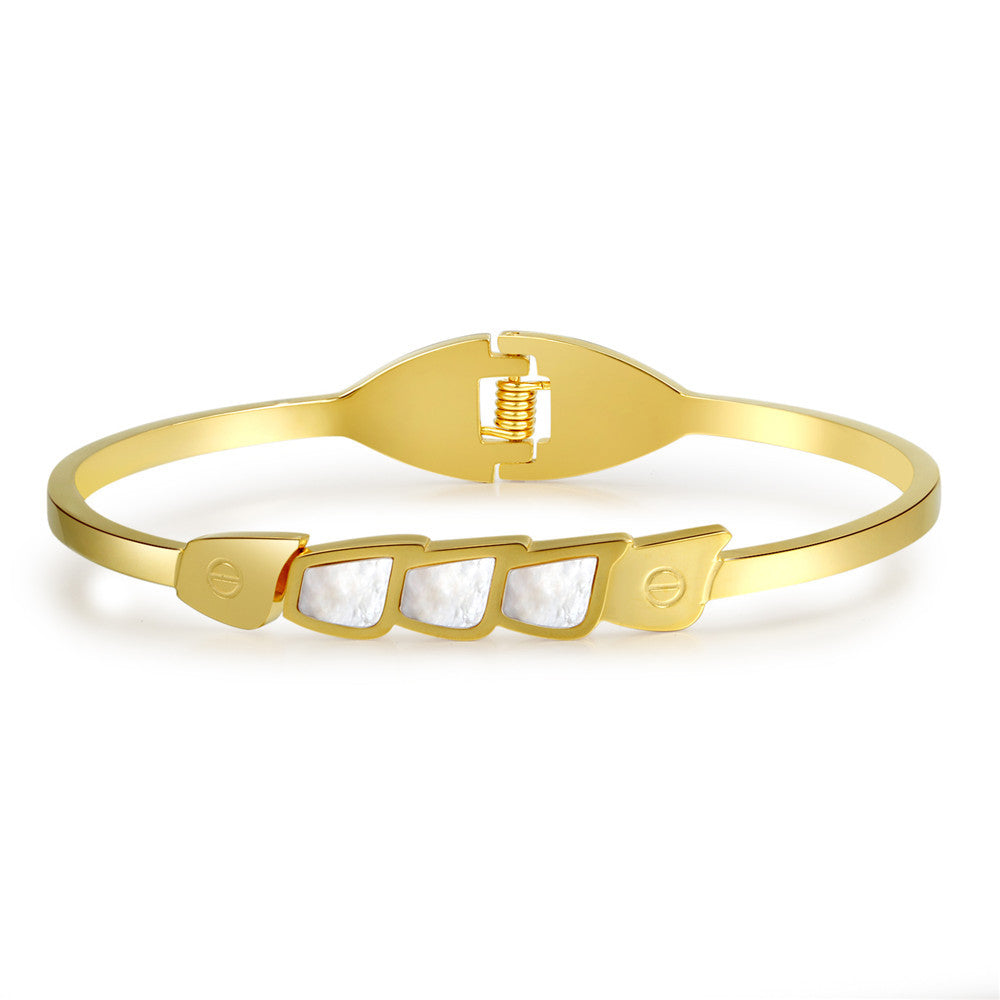 Minimalist Square Geometric Gold Plated Titanium Steel Bracelet for Women and Men