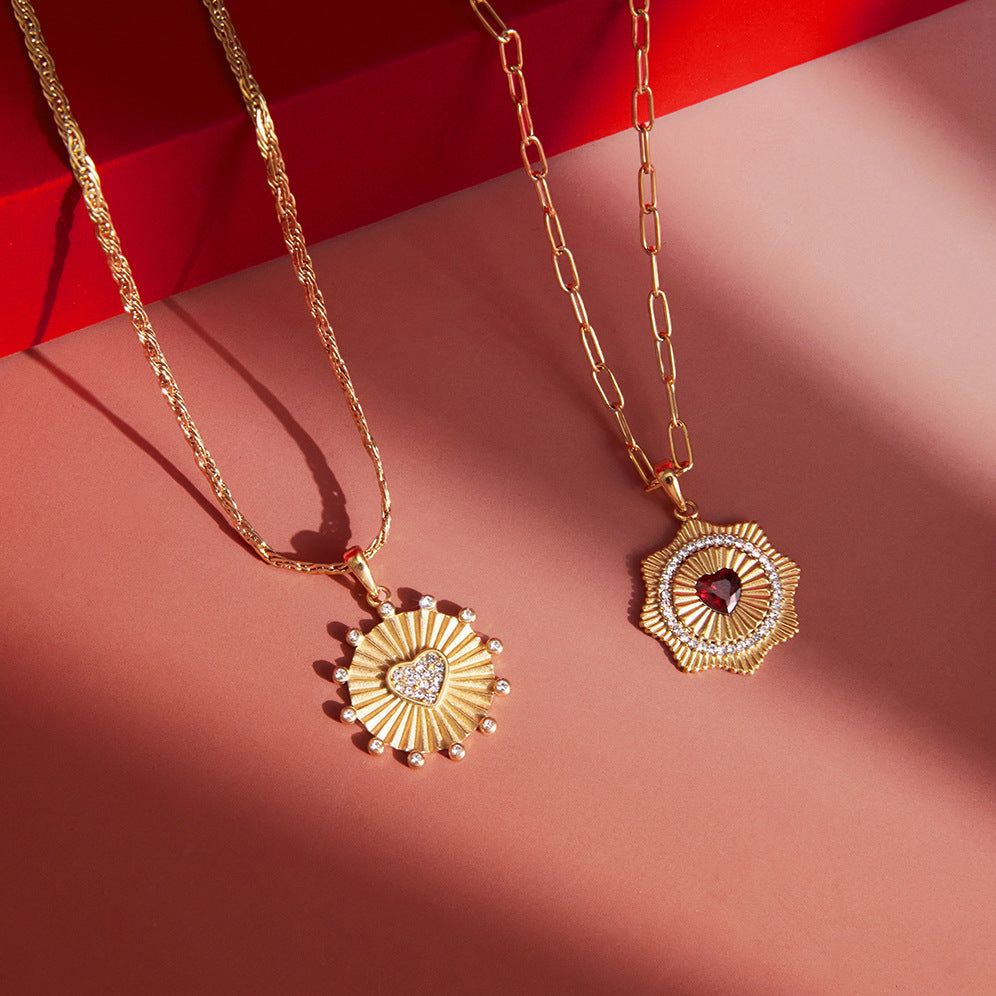 Collana Minimalista in Acciaio Inossidabile a Forma di Cuore con Placcatura in Oro Sottovuoto PVD da Donna Ciondolo Catena Gioielli