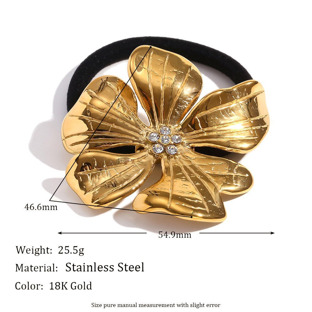 Vintage Floral Ring in Stainless Steel with 18K Gold Plating for Women