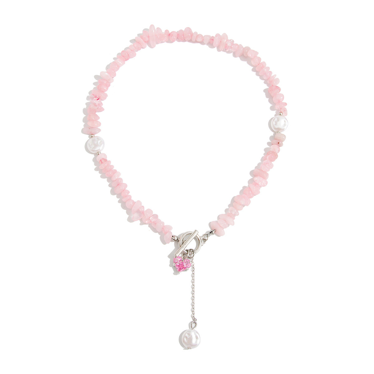 Sweet Heart Geometric Faux Pearl Plated Necklace for Women