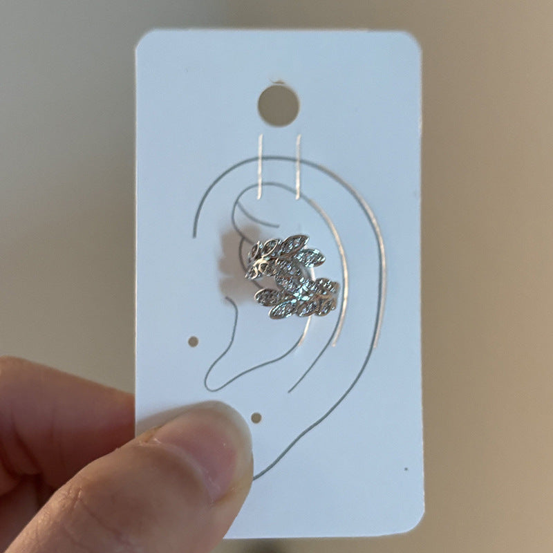 Orecchini a clip geometrici da donna a spiga di grano in zirconi intarsiati, di lusso minimalista