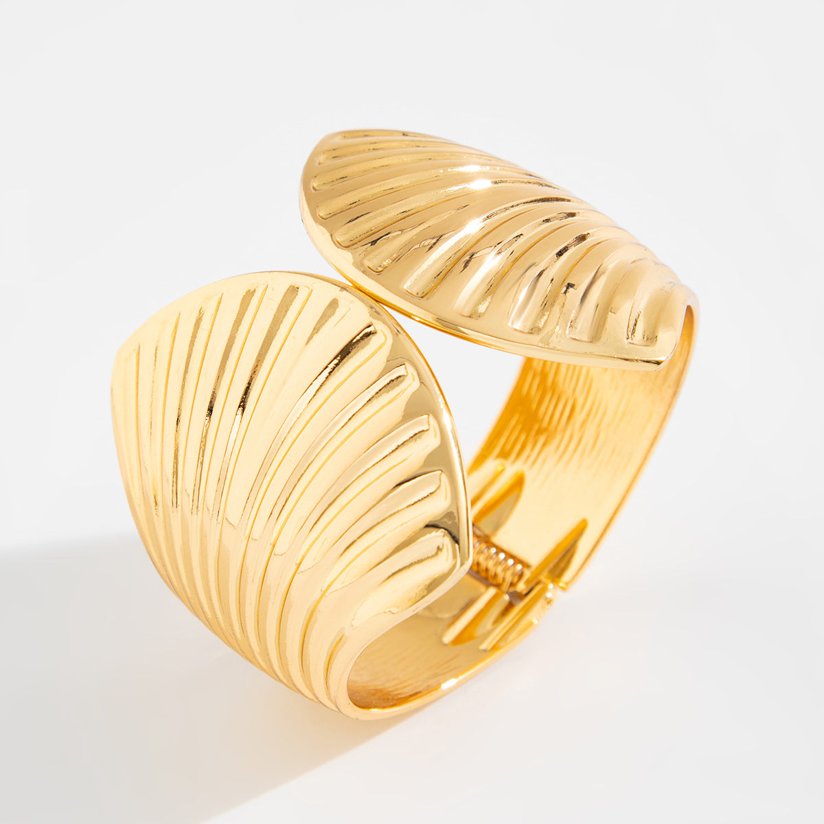 Personalized Alloy Plated Scallop Shell Wide Cuff Bracelet