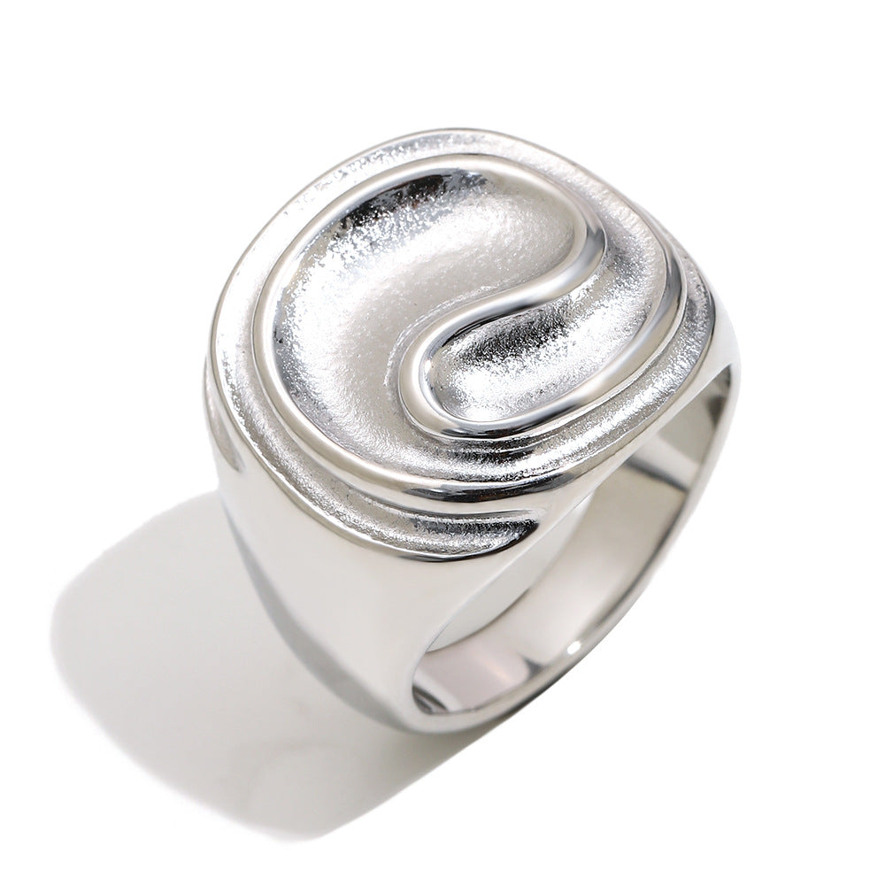 Anello da donna in acciaio inossidabile placcato oro 18 carati, dal design geometrico minimalista