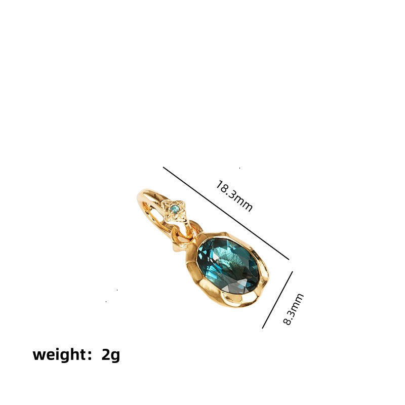 Elegant Geometric Teardrop Brass Necklace with Titanium Steel Pendant and Cubic Zirconia Inlay