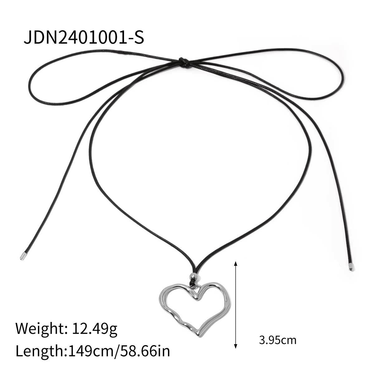 Vintage 18K Gold Plated Titanium Steel Heart Pendant Necklace with Cuban Chain