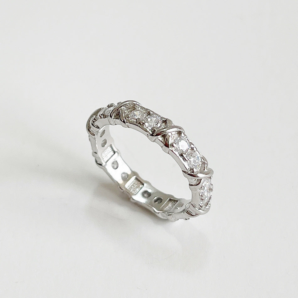 Minimalist Sweet 925 Sterling Silver Heart Letter Inlay Ring for Women