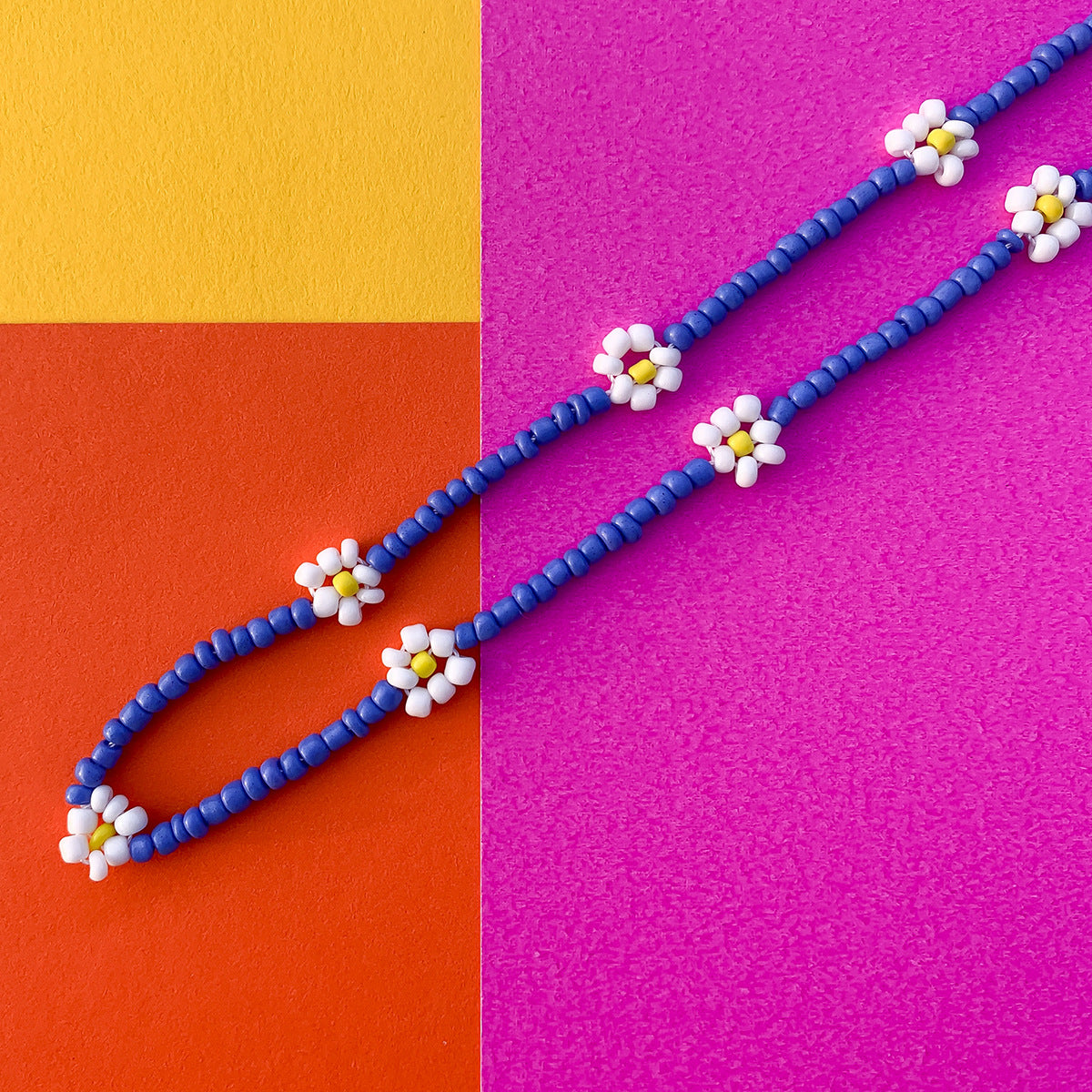Bohemian Floral Letter Daisy Imitation Pearl Beaded Choker Necklace for Women