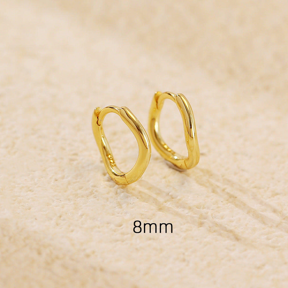 925 Sterling Silver Plated Geometric Wavy Irregular Hoop Earrings for Women