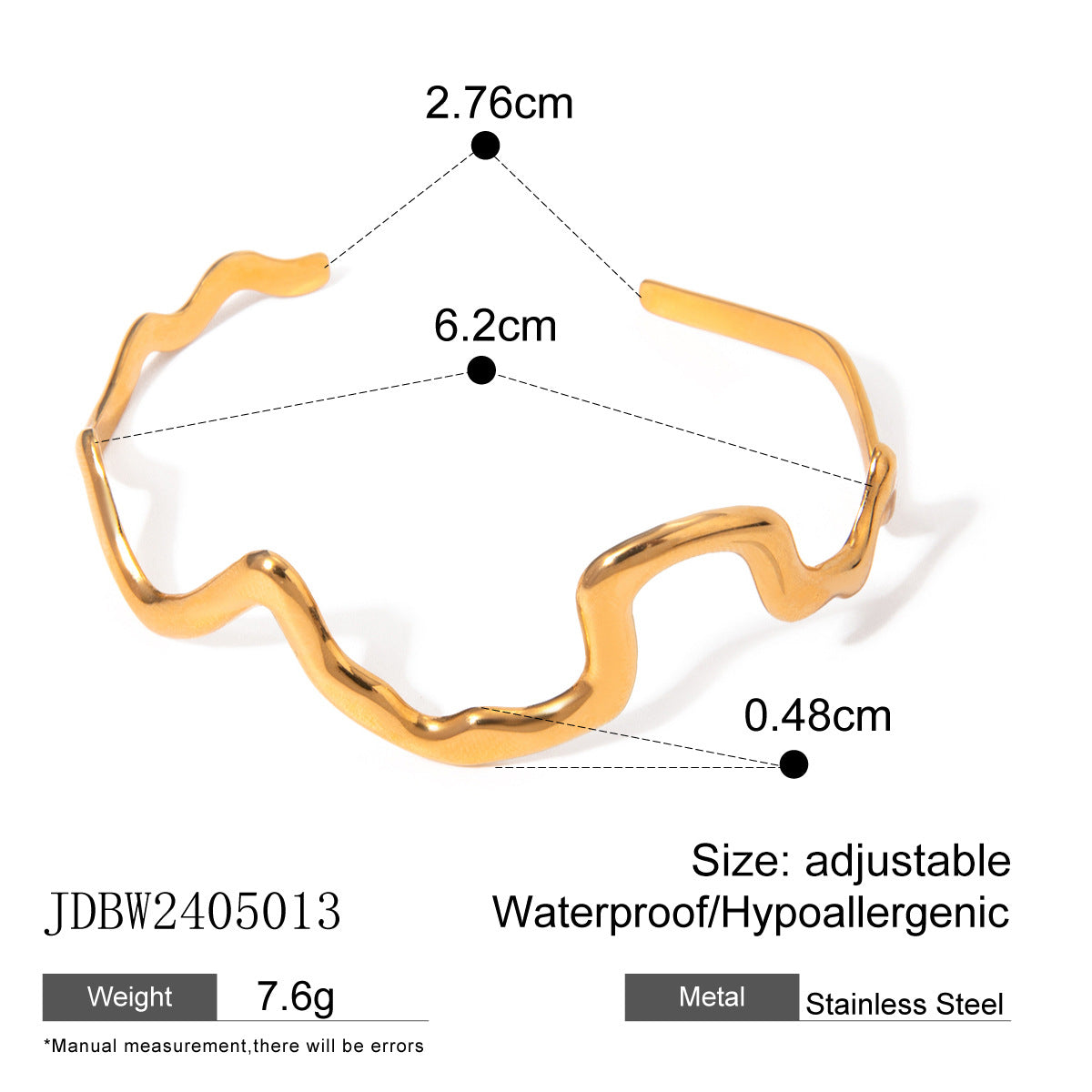 Minimalist 18K Gold Plated Stainless Steel Wave Pulley Chain Necklace for Women