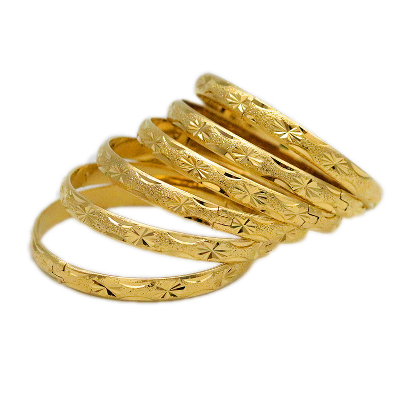 Luxury Elegant Geometric Brass PVD Plated Bangle Bracelet for Women