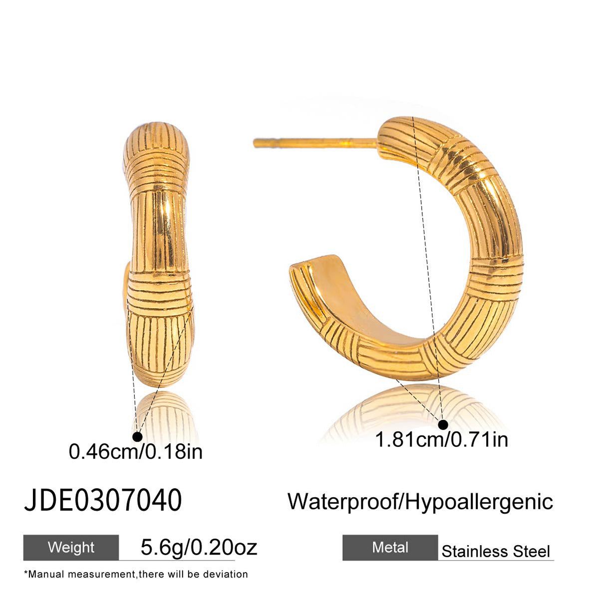 Pendientes de aro de acero inoxidable geométricos para mujer con acabado chapado, aretes minimalistas de lujo