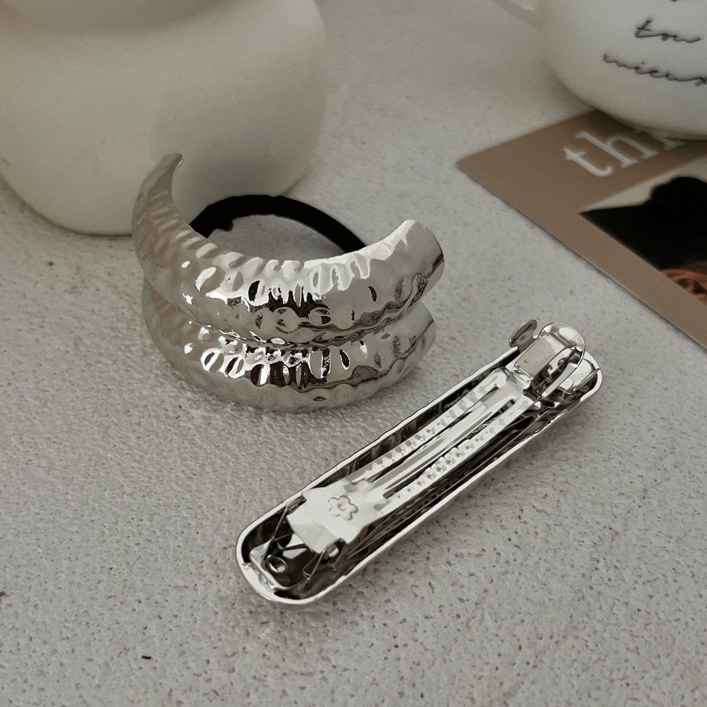Fermacapelli geometrico minimalista placcato in lega di zinco da donna