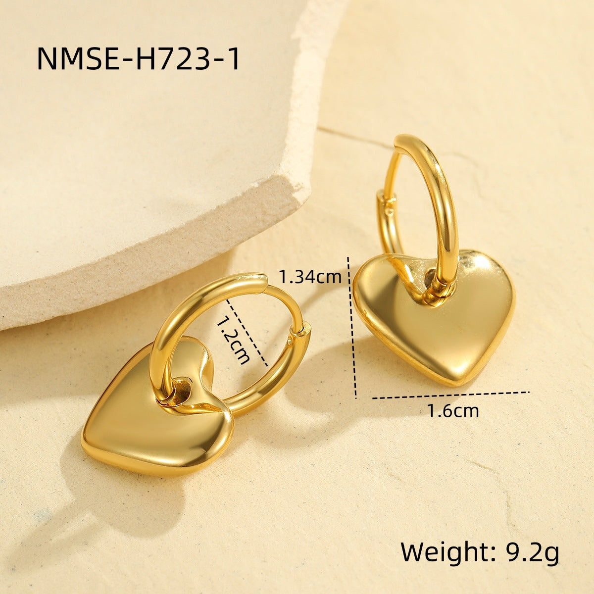 Fashionable Stainless Steel Heart-Shaped Dangle Earrings with Plating Finish for Women