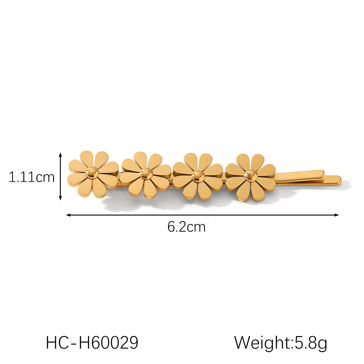 Ins Style 18K Gold Plated Stainless Steel Hair Clip with Pearl and Flower Design for Women