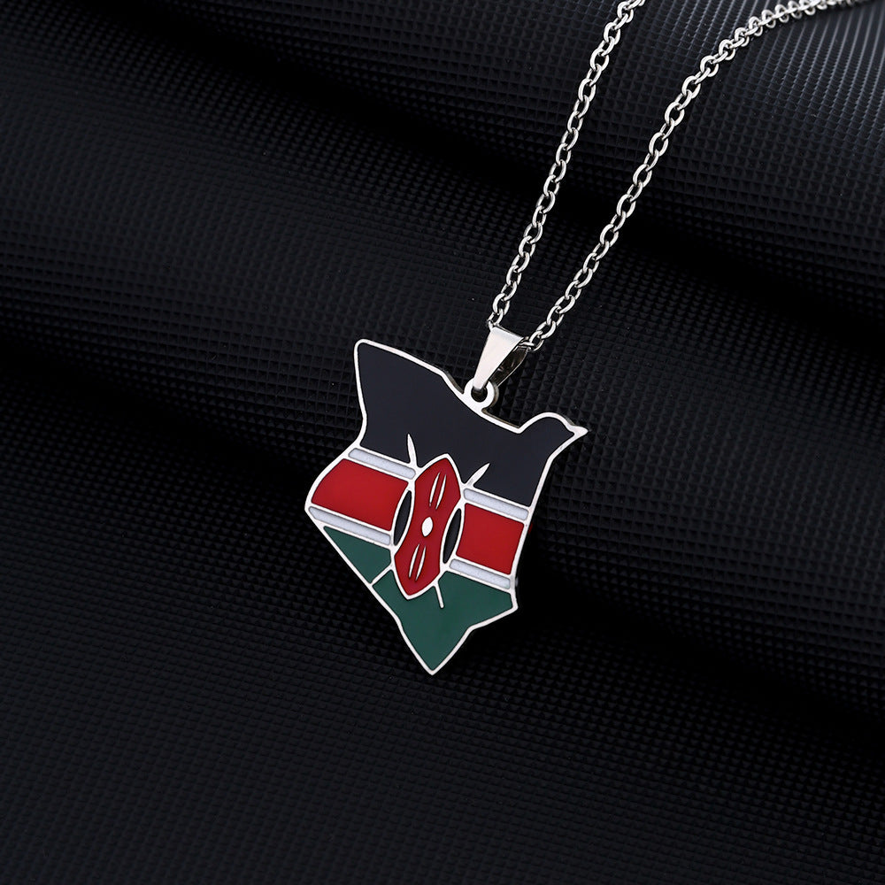 Collar con colgante geométrico étnico de acero inoxidable con dije de acero de titanio y acabado chapado, unisex