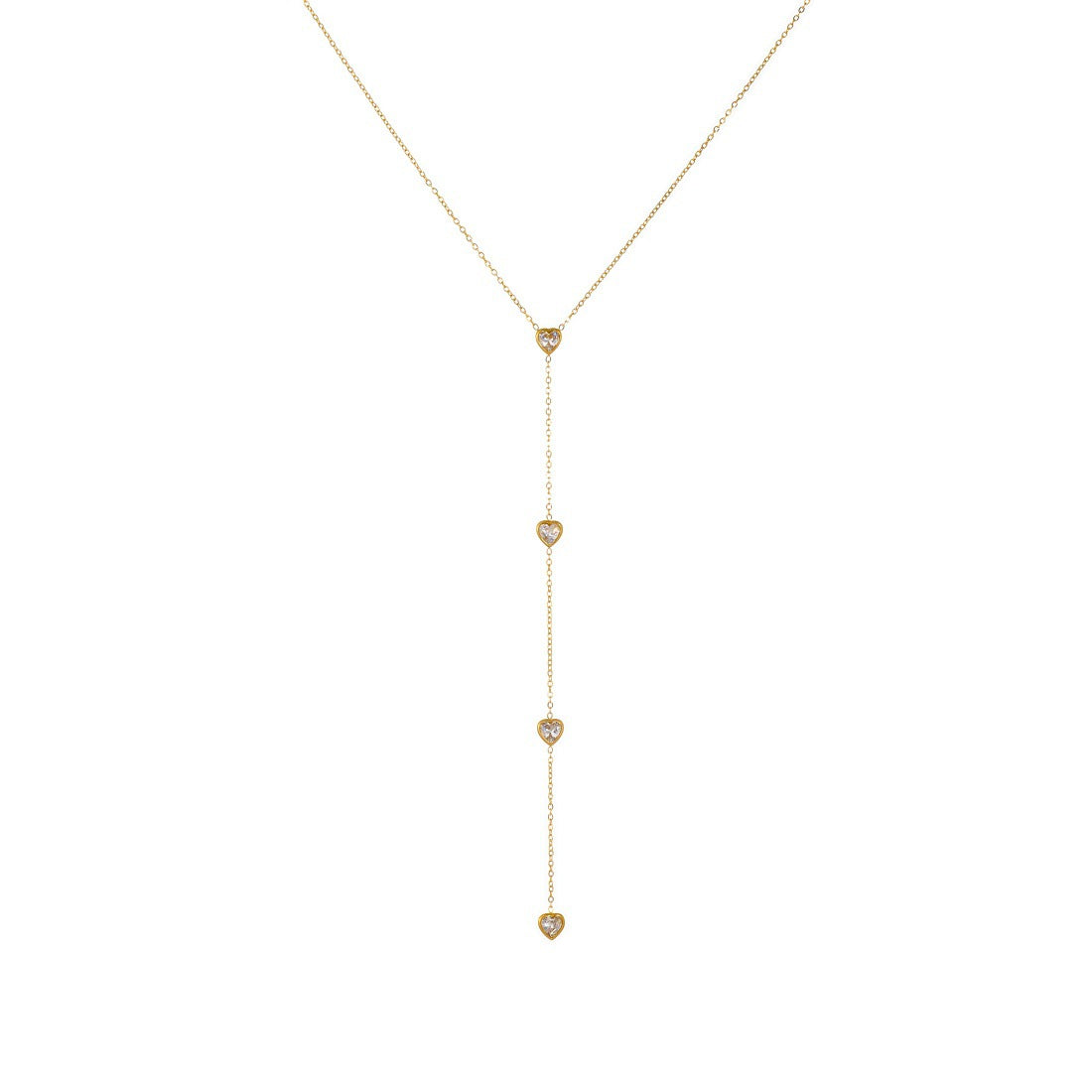 Minimalist Gold Plated Stainless Steel Heart Rhinestone Necklace for Women