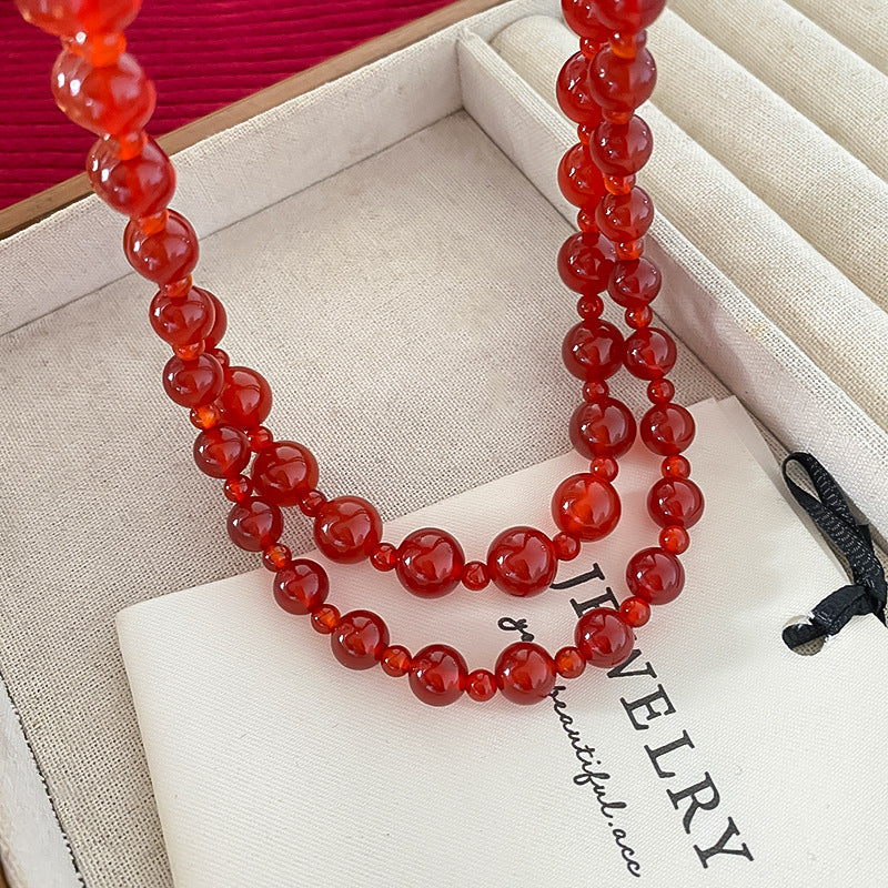 Sporty Sweet Titanium Steel Plated Beaded Necklace with Brass Pendant