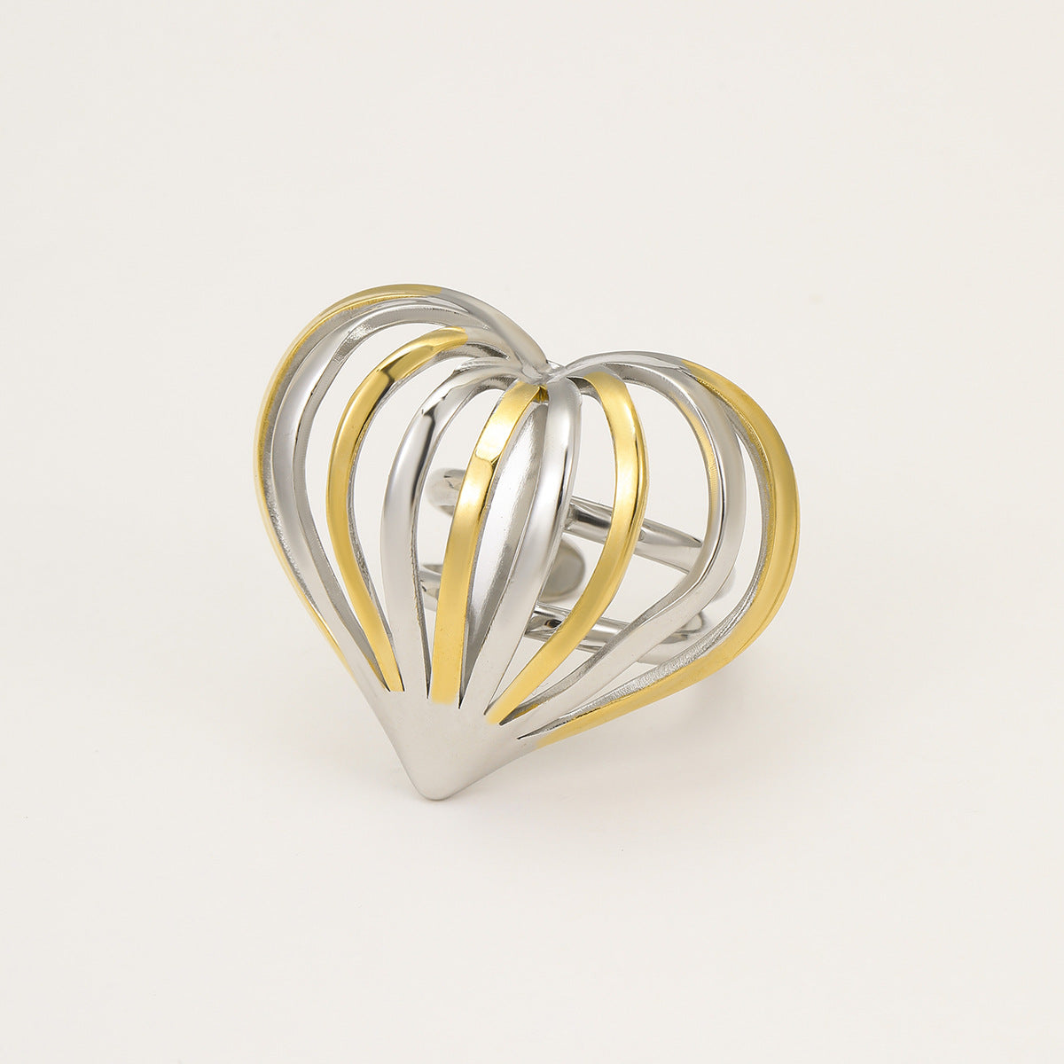 Collana con ciondolo a forma di cuore in acciaio inossidabile placcato oro per donna alla moda