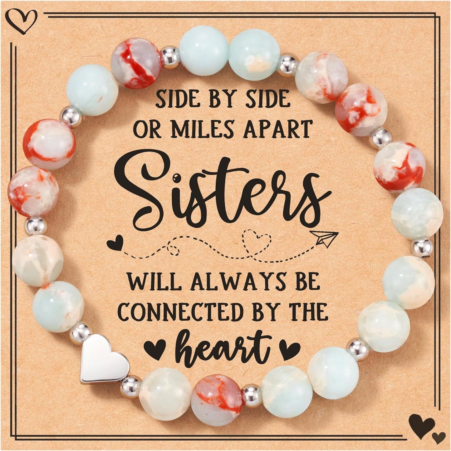Sweet Heart Shaped Pink Zebra Agate Bracelet for Women