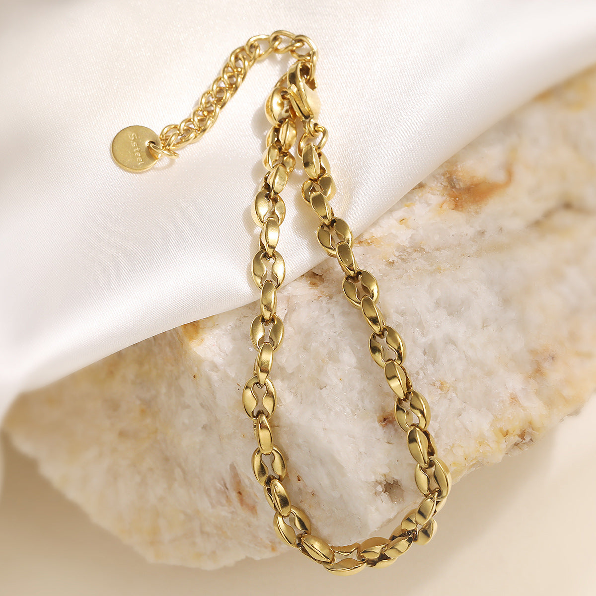 Geometric Gold Plated Stainless Steel Bracelet for Women