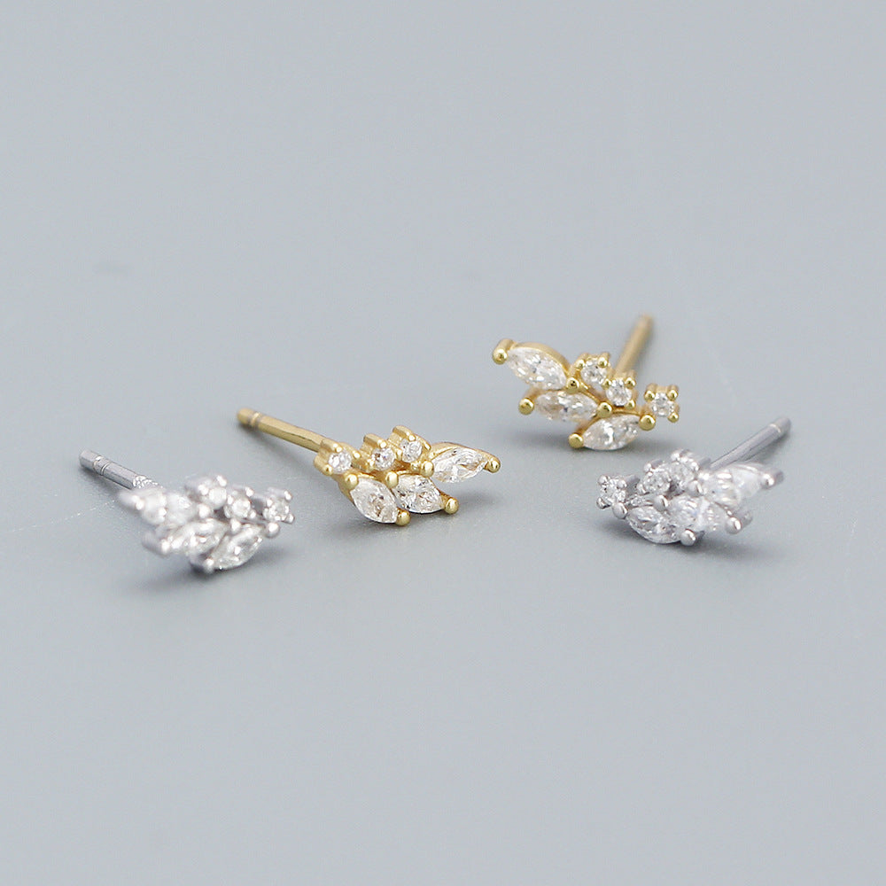 925 Sterling Silver Floral Geometric Earrings