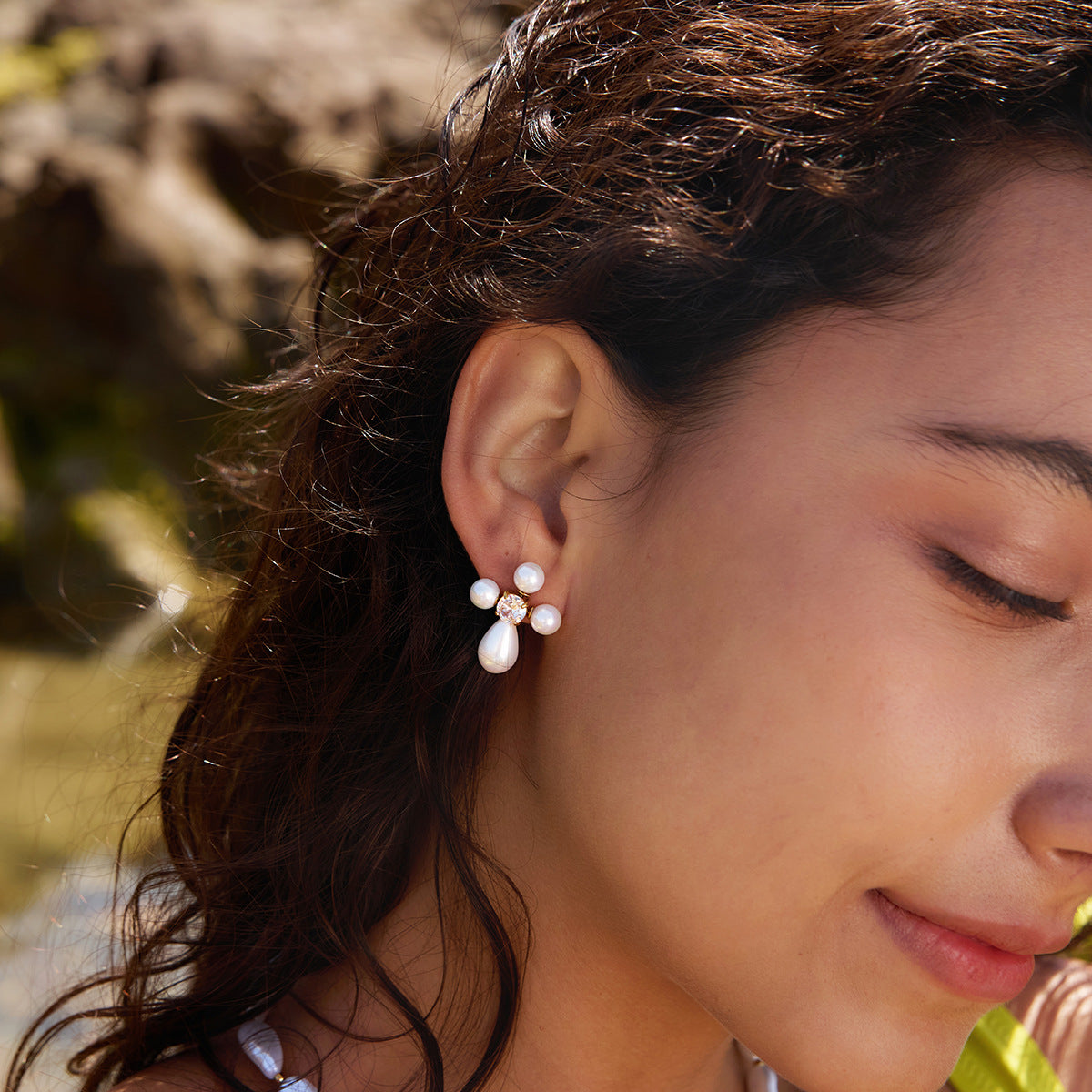 Luxury Casual Geometric Cross Pearl Earrings Stainless Steel Titanium Steel PVD Plated for Women