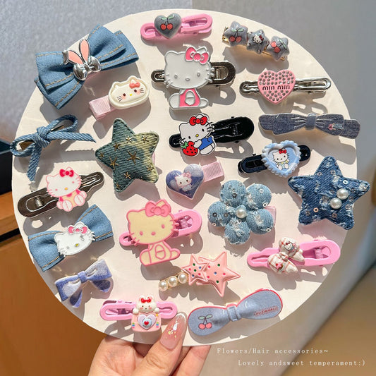 Natural Style Bow-Shaped Polyester Hair Clip for Girls with Ruffled and Mesh Details, Duckbill Clip Design, Princess Collection