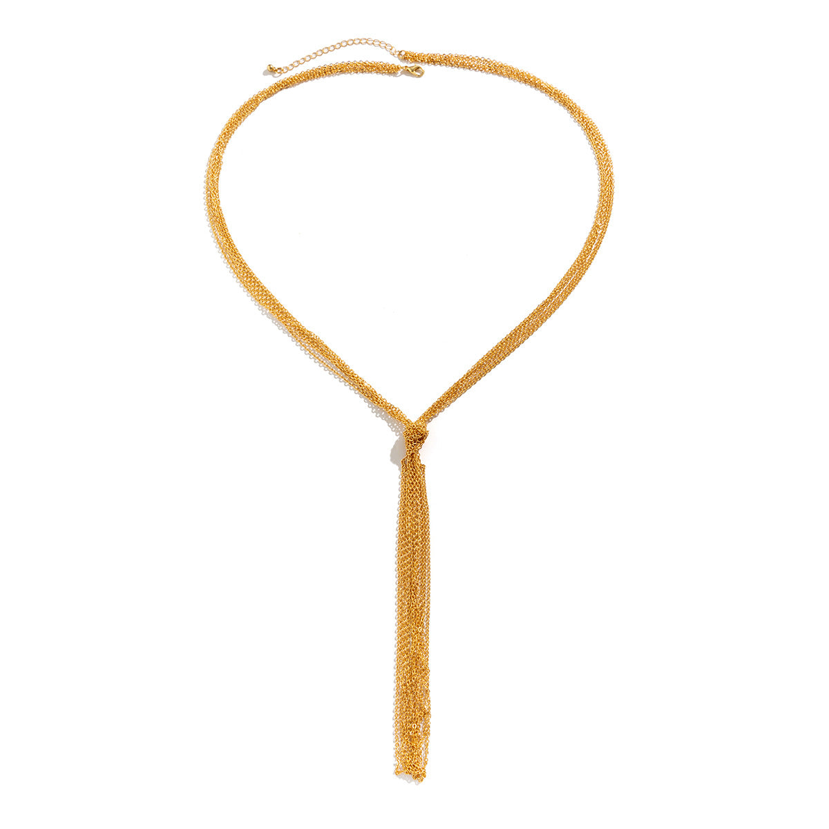 Collar colgante geométrico minimalista de cobre con acabado galvanizado y cadena cruzada anudada para mujer