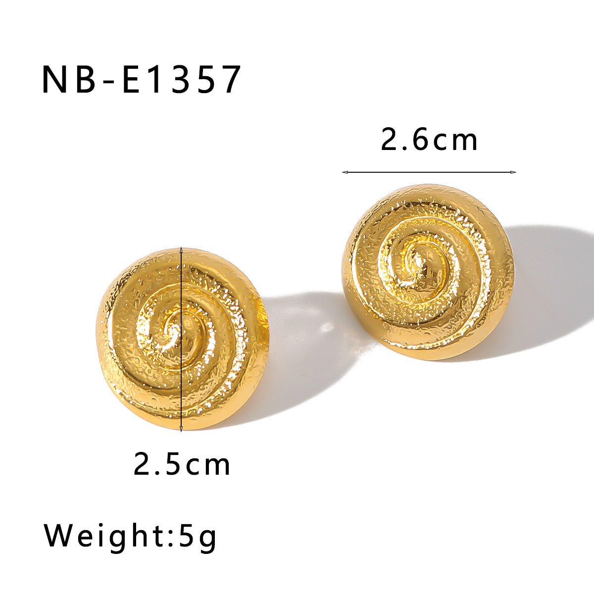 Orecchini da donna minimalisti in acciaio inossidabile a forma di conchiglia con placcatura in oro 18 carati