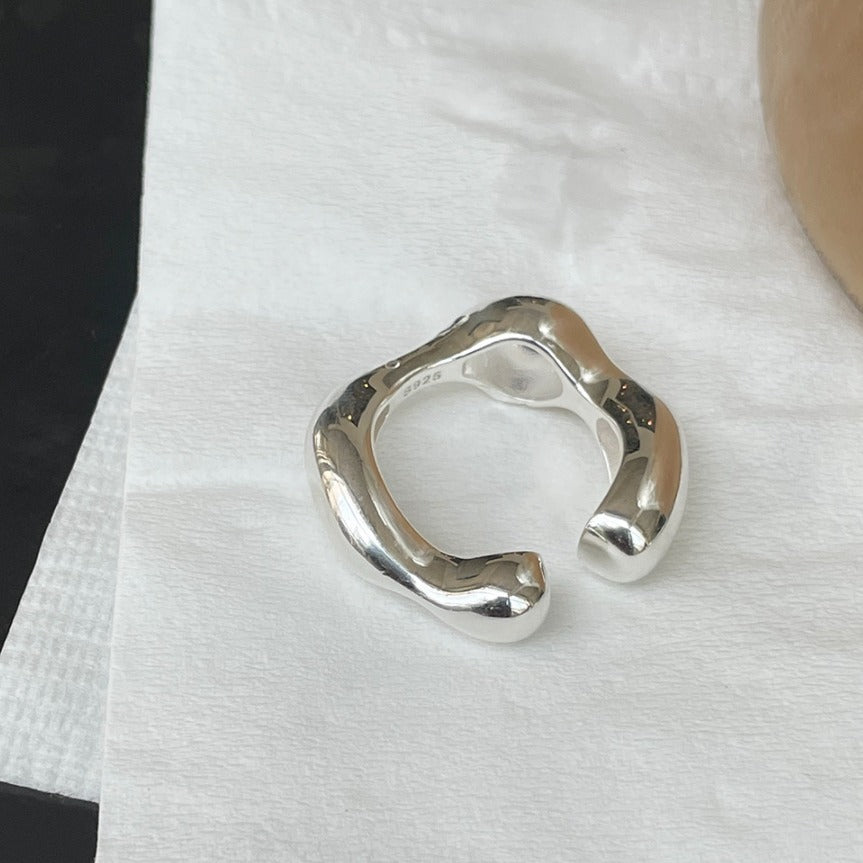 Fashionable Irregular Open 925 Sterling Silver Ring for Women