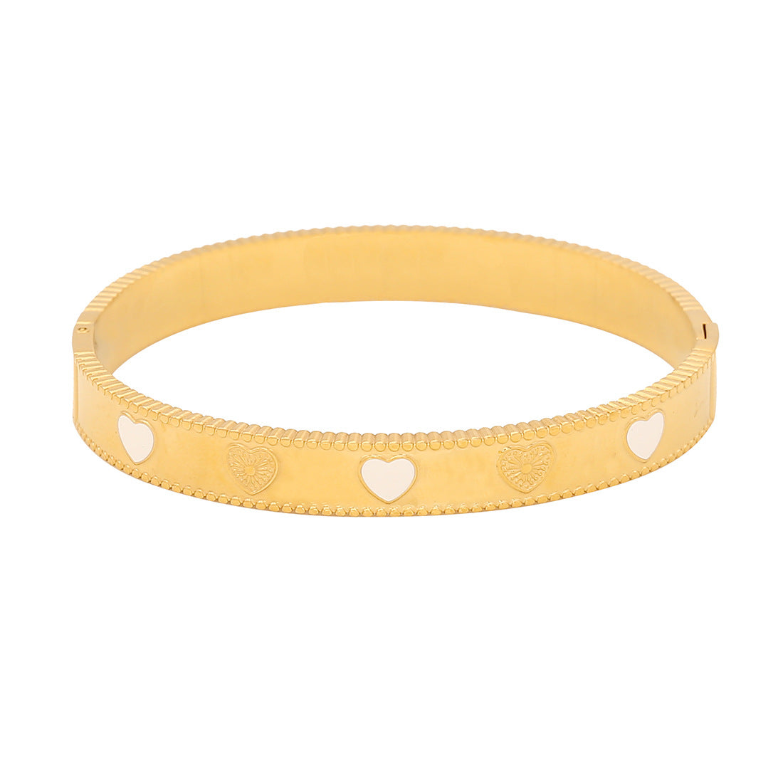 Braccialetto vintage da donna a forma di cuore in acciaio inossidabile con finitura placcata