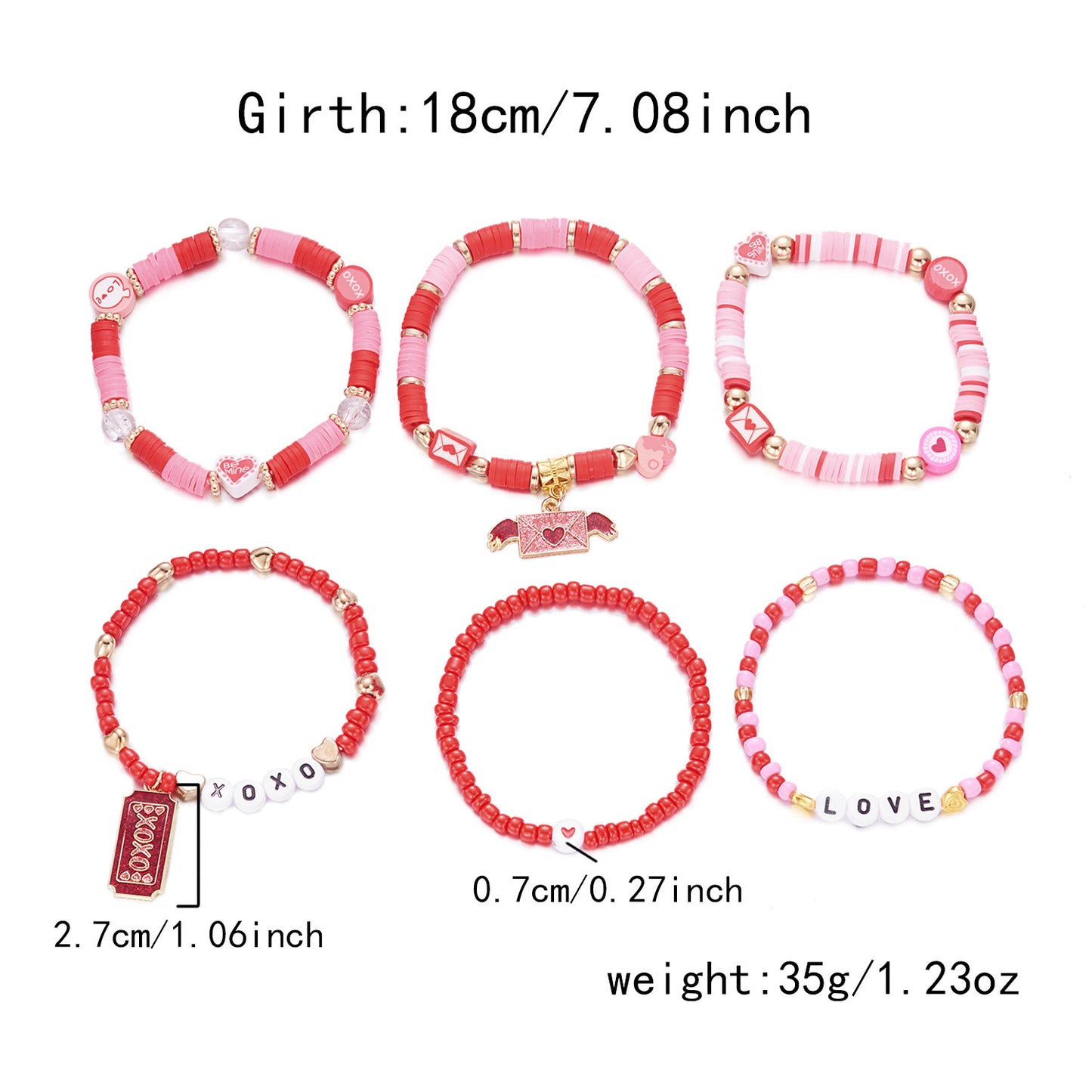 Pink XO Resin Heart Geometric Bracelet