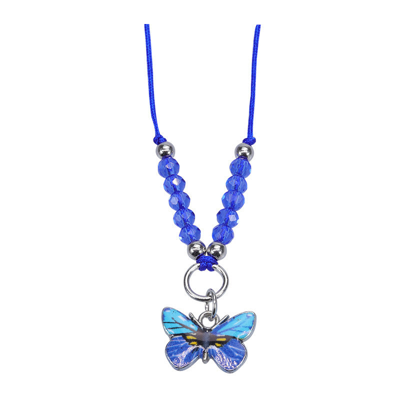 Sweet Colorful Crystal Butterfly Beaded Bracelet Silver Plated Unisex Hand Jewelry