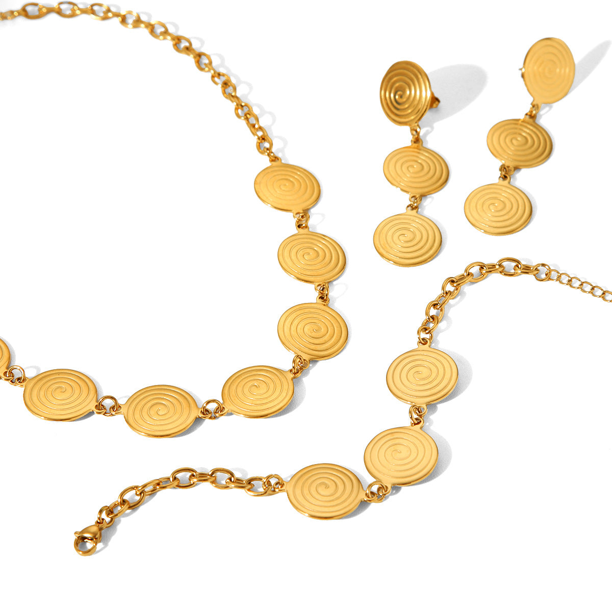 Collana da donna in acciaio inossidabile con cerchio geometrico, stile Fashion Ins, placcata oro 18 carati, catena a croce