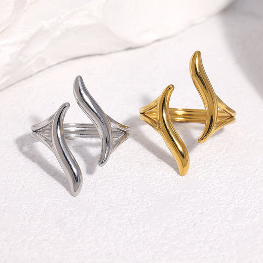 Minimalist Geometric Gold Plated Stainless Steel Ring for Women