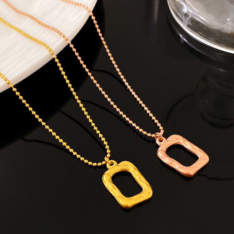 Abstract Geometric Square and Round Bead Titanium Steel Necklace Minimalist Plated Chain for Unisex