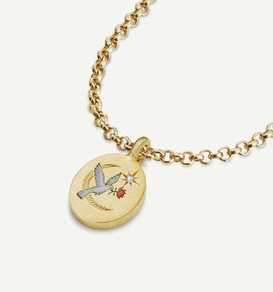 Personalized Floral Heart Pendant Necklace in Stainless Steel with Titanium Steel Pendant and Electroplated Finish