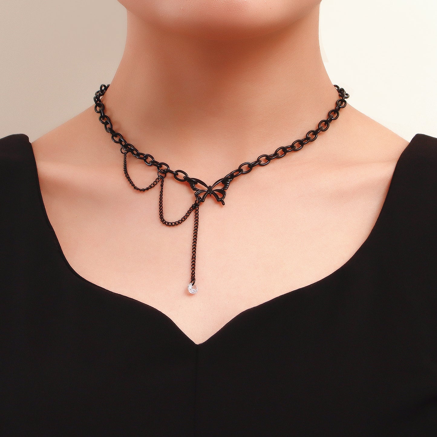 Minimalist Hip Hop Style Hollow Butterfly Pendant Necklace in Alloy with Plated Finish for Women