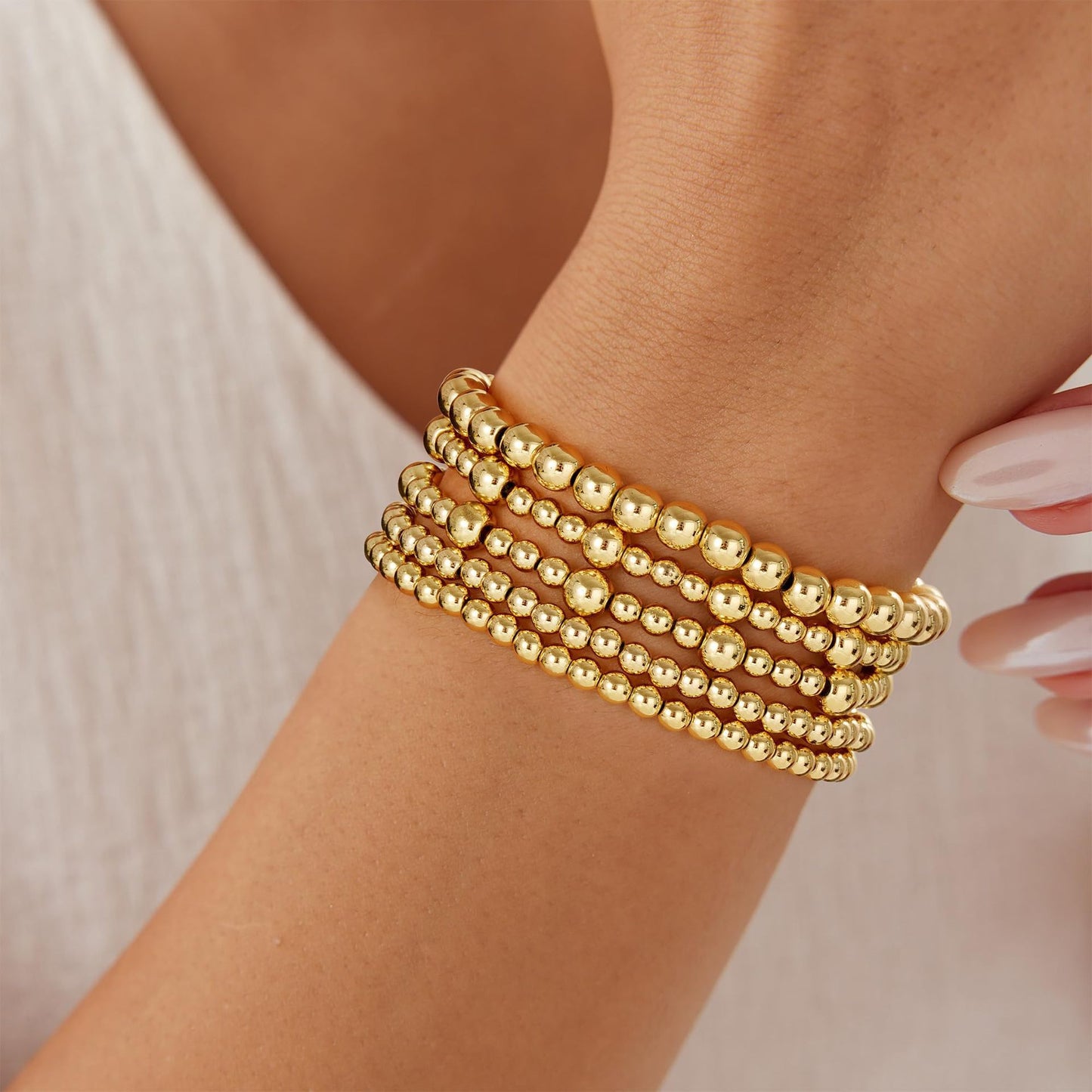 Elegant Geometric Round Hematite Gold Plated Brass Stainless Steel Bracelet Set for Women