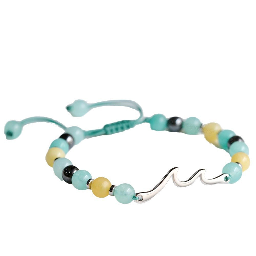 Handmade Woven Stainless Steel Wave Beaded Bracelet 6mm